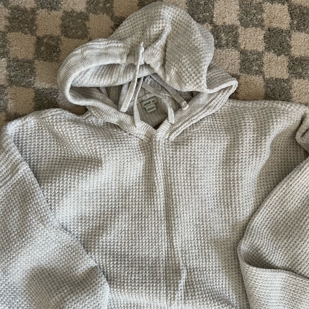 AERIE Waffle Thermal Drawstring Hoodie Medium